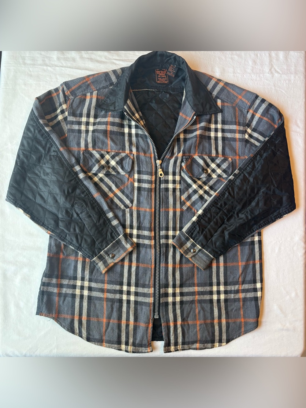 Vintage 90’s On The Brink Full Zip Flannel Jacket Quilted Plaid Shacket size L